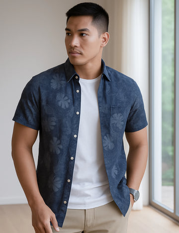 Green Ice Design | Men's Half Sleeve Cotton Shirt - Stylish & Comfortable Casual Wear
