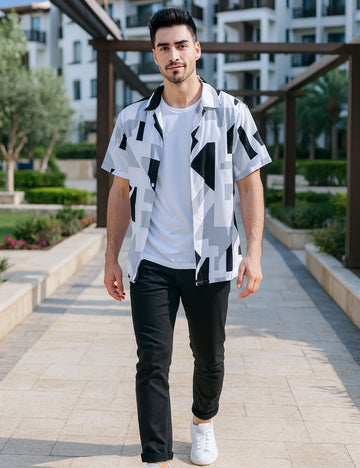 Tiles Design | Men's Half Sleeve Cotton Shirt - Stylish & Comfortable Casual Wear