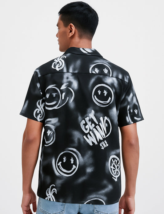 Black Smile Design | Men's Half Sleeve Cotton Shirt - Stylish & Comfortable Casual Wear