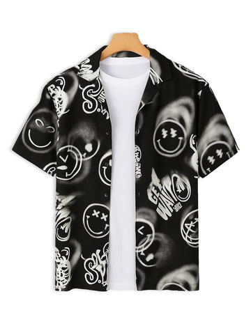 Black Smile Design | Men's Half Sleeve Cotton Shirt - Stylish & Comfortable Casual Wear