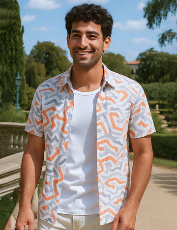 Cream Crack Design | Men's Half Sleeve Cotton Shirt - Stylish & Comfortable Casual Wear
