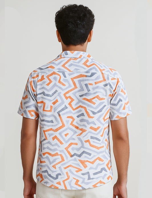 Cream Crack Design | Men's Half Sleeve Cotton Shirt - Stylish & Comfortable Casual Wear