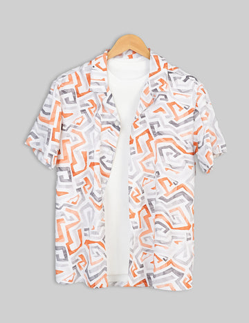 Cream Crack Design | Men's Half Sleeve Cotton Shirt - Stylish & Comfortable Casual Wear - XPST
