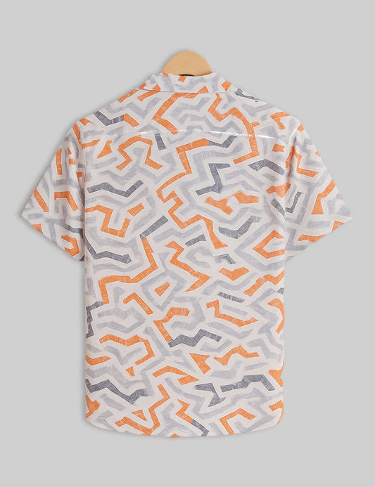 Cream Crack Design | Men's Half Sleeve Cotton Shirt - Stylish & Comfortable Casual Wear