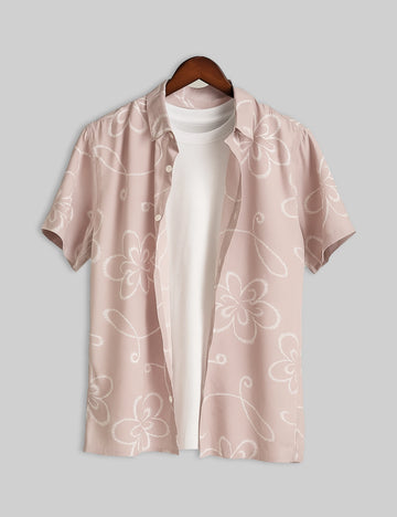 Floral Outline Design | Men's Half Sleeve Cotton Shirt - Stylish & Comfortable Casual Wear - XPST