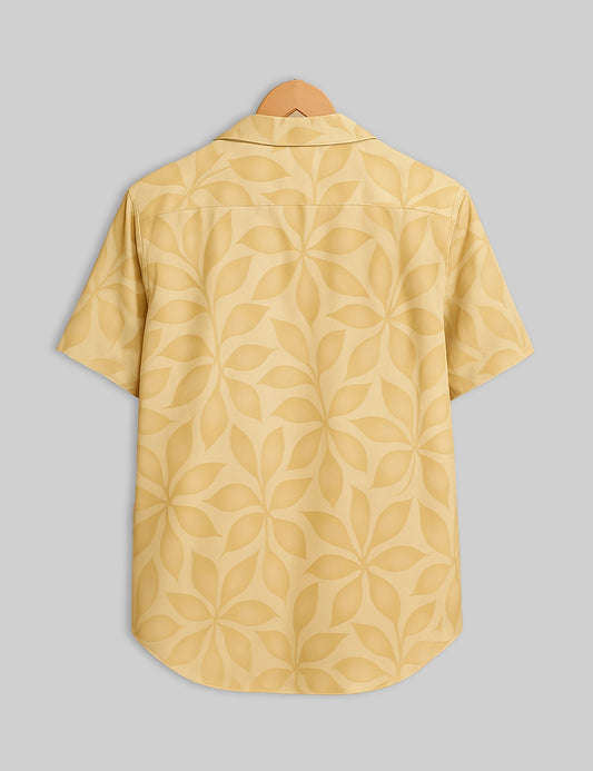 Orange Leaf Design | Men's Half Sleeve Cotton Shirt - Stylish & Comfortable Casual Wear
