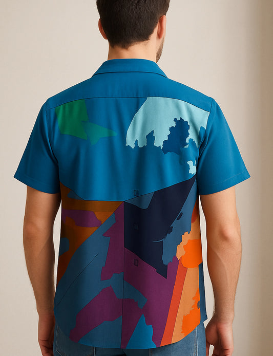 Beach Design | Men's Half Sleeve Cotton Shirt - Stylish & Comfortable Casual Wear