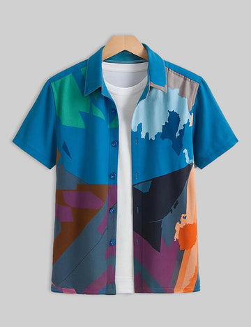 Beach Design | Men's Half Sleeve Cotton Shirt - Stylish & Comfortable Casual Wear - XPST