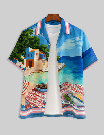 Beach House Design | Men's Half Sleeve Cotton Shirt - Stylish & Comfortable Casual Wear