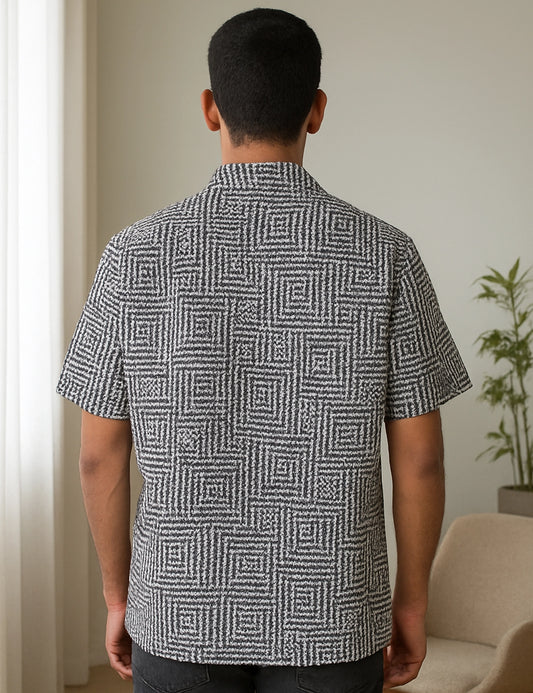 Black illusion Design | Men's Half Sleeve Cotton Shirt - Stylish & Comfortable Casual Wear