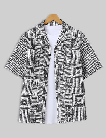 Black illusion Design | Men's Half Sleeve Cotton Shirt - Stylish & Comfortable Casual Wear - XPST