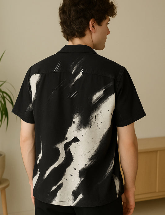 Black Scratch Design | Men's Half Sleeve Cotton Shirt - Stylish & Comfortable Casual Wear