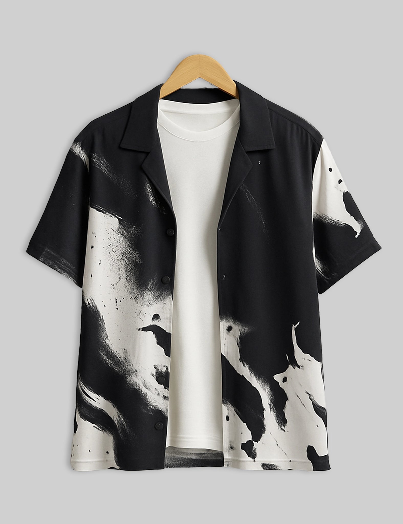 Black Scratch Design | Men's Half Sleeve Cotton Shirt - Stylish & Comfortable Casual Wear