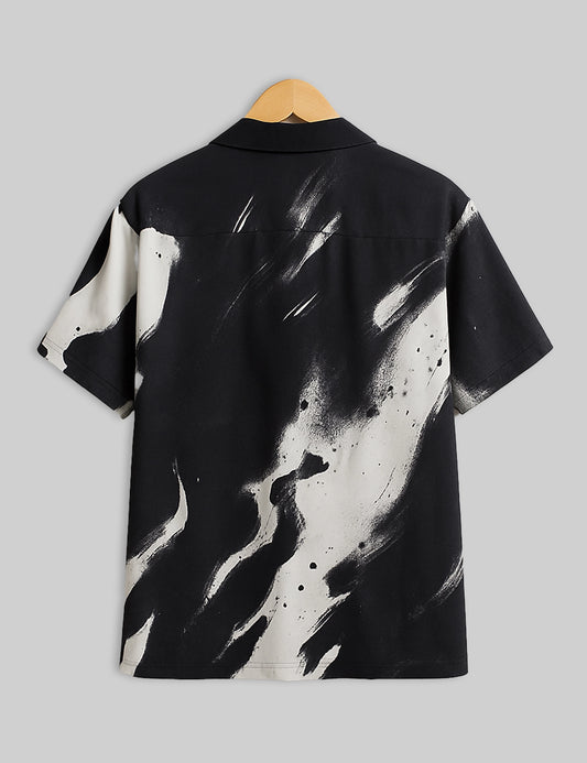 Black Scratch Design | Men's Half Sleeve Cotton Shirt - Stylish & Comfortable Casual Wear