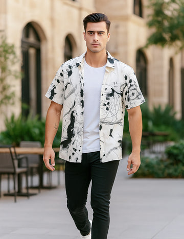Black Splash Design | Men's Half Sleeve Cotton Shirt - Stylish & Comfortable Casual Wear