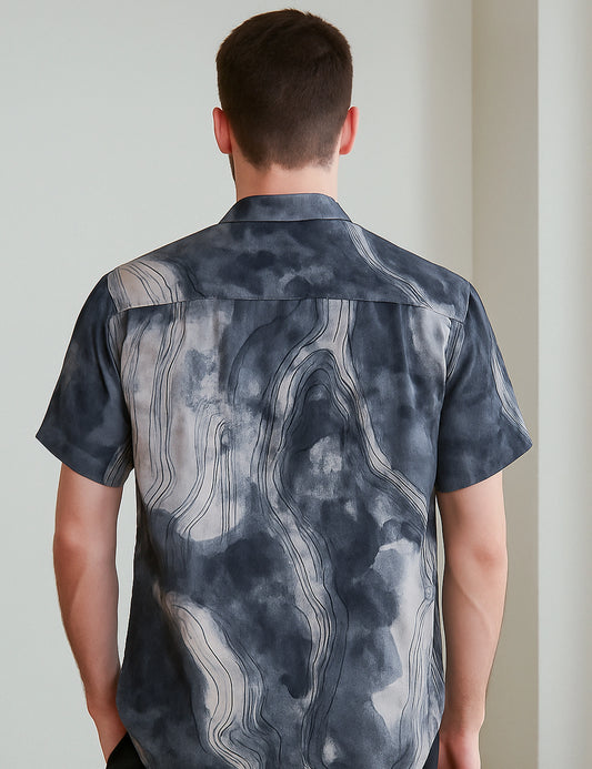 Black Liquid Design | Men's Half Sleeve Cotton Shirt - Stylish & Comfortable Casual Wear