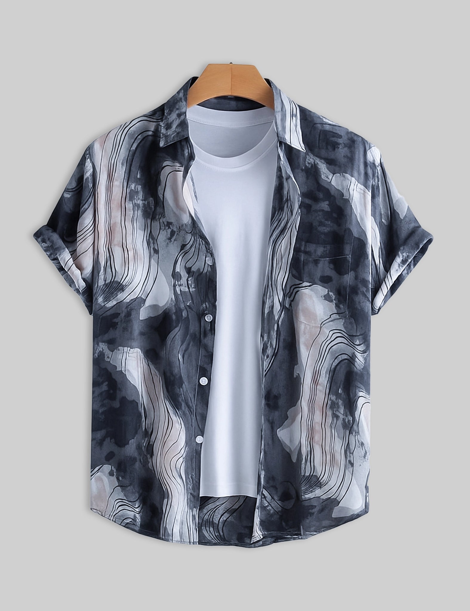Black Liquid Design | Men's Half Sleeve Cotton Shirt - Stylish & Comfortable Casual Wear