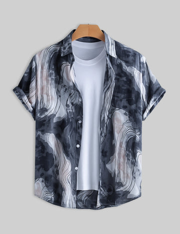 Black Liquid Design | Men's Half Sleeve Cotton Shirt - Stylish & Comfortable Casual Wear