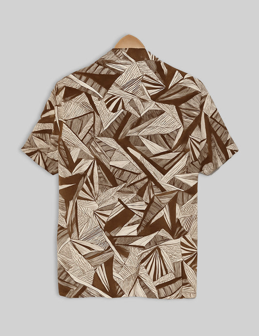 Brown Mandala Design | Men's Half Sleeve Cotton Shirt - Stylish & Comfortable Casual Wear
