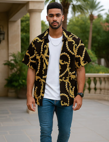 Cheetah Design | Men's Half Sleeve Cotton Shirt - Stylish & Comfortable Casual Wear