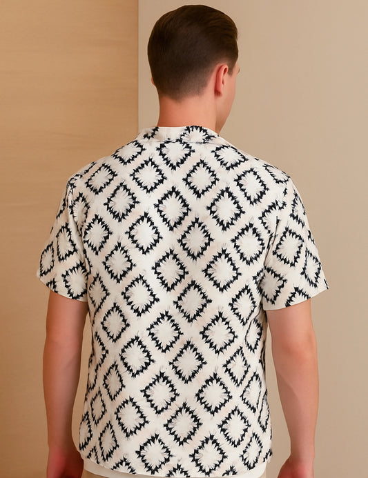 Diagonal Design | Men's Half Sleeve Cotton Shirt - Stylish & Comfortable Casual Wear