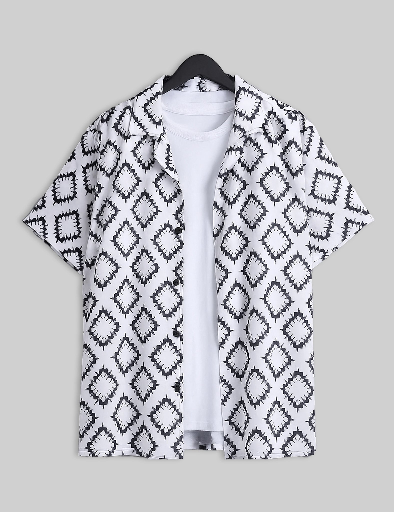 Diagonal Design | Men's Half Sleeve Cotton Shirt - Stylish & Comfortable Casual Wear