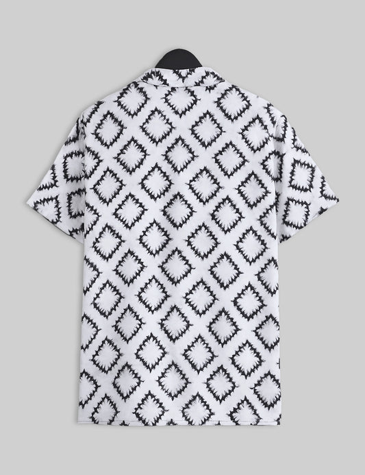 Diagonal Design | Men's Half Sleeve Cotton Shirt - Stylish & Comfortable Casual Wear