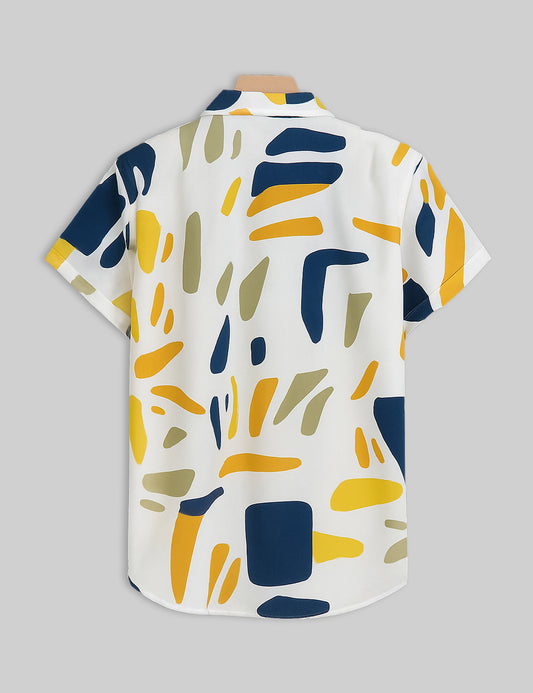 Geometry Design | Men's Half Sleeve Cotton Shirt - Stylish & Comfortable Casual Wear