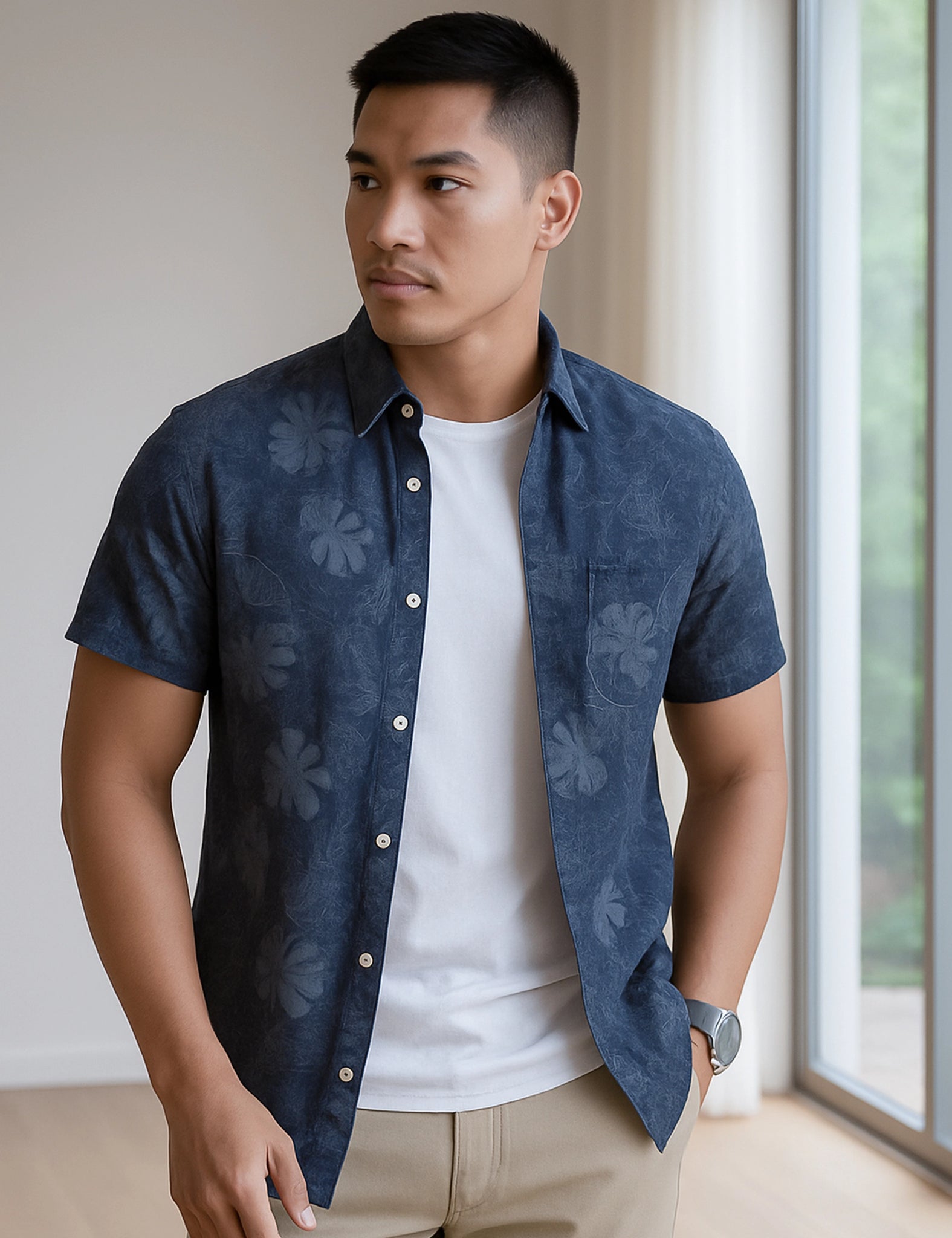 Green Ice Design | Men's Half Sleeve Cotton Shirt - Stylish & Comfortable Casual Wear