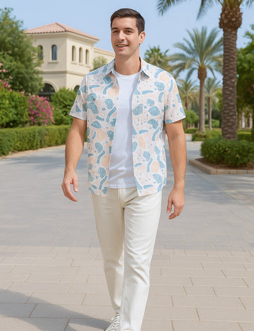 Micro Organism Design | Men's Half Sleeve Cotton Shirt - Stylish & Comfortable Casual Wear