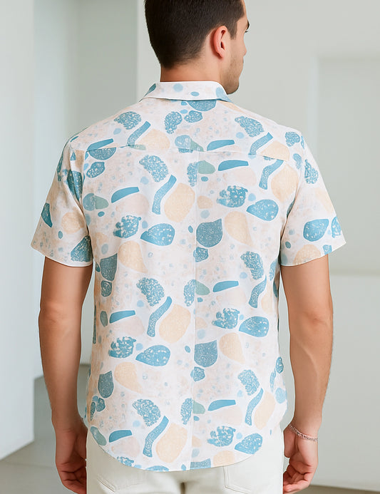 Micro Organism Design | Men's Half Sleeve Cotton Shirt - Stylish & Comfortable Casual Wear