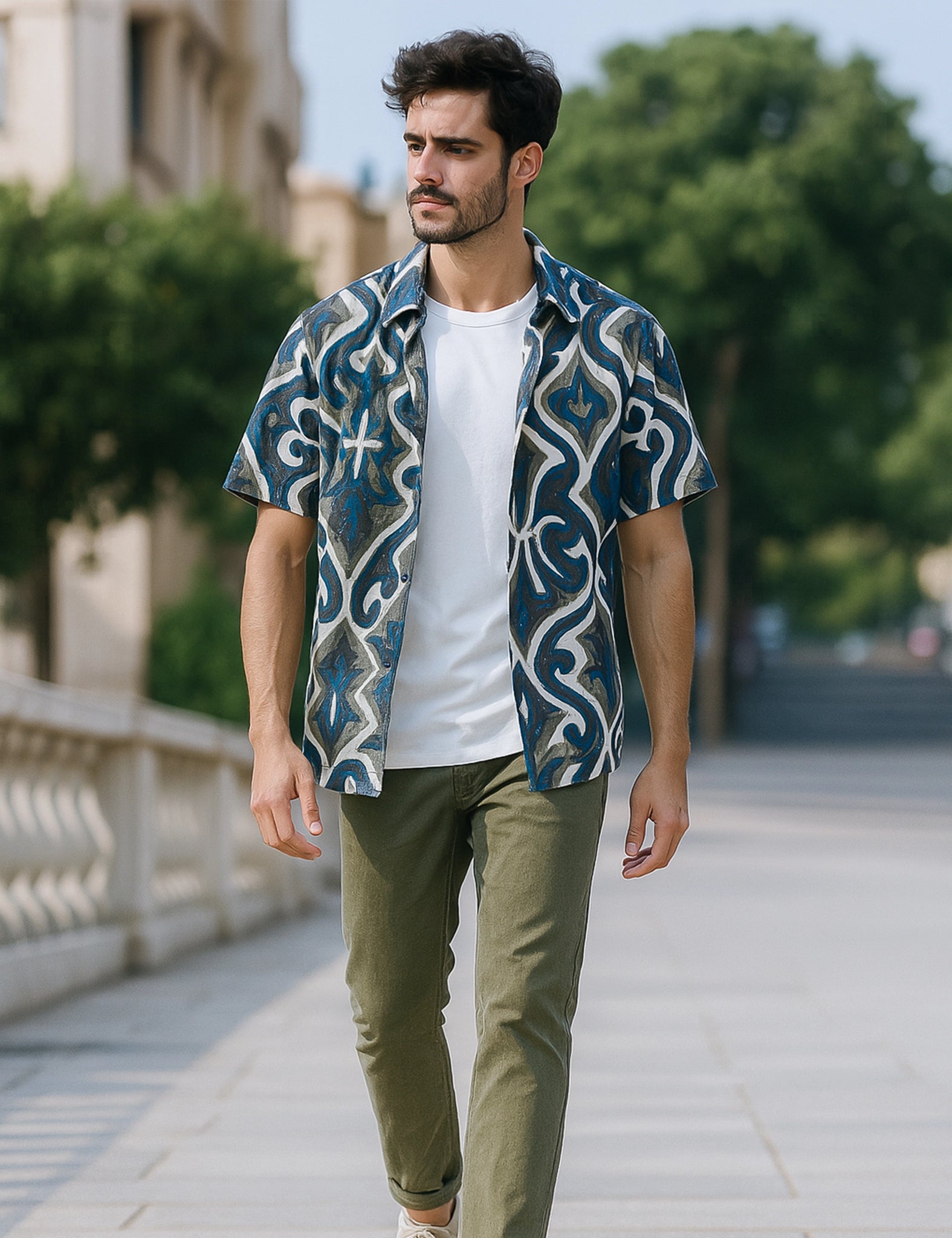 Mirror Effect Design | Men's Half Sleeve Cotton Shirt - Stylish & Comfortable Casual Wear