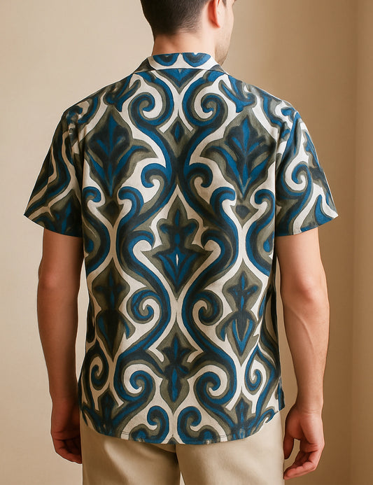 Mirror Effect Design | Men's Half Sleeve Cotton Shirt - Stylish & Comfortable Casual Wear