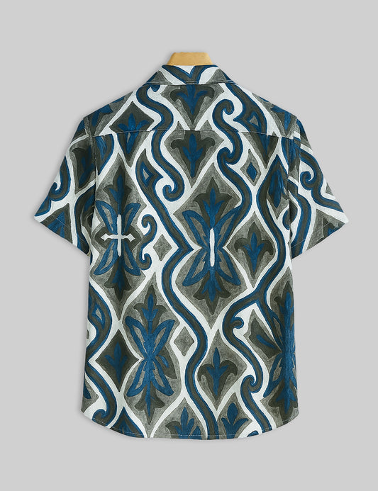 Mirror Effect Design | Men's Half Sleeve Cotton Shirt - Stylish & Comfortable Casual Wear