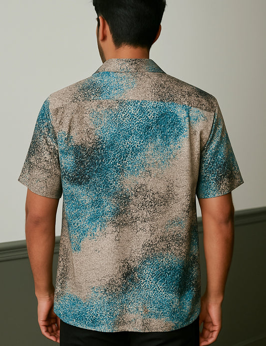 Multi Pixels Design | Men's Half Sleeve Cotton Shirt - Stylish & Comfortable Casual Wear