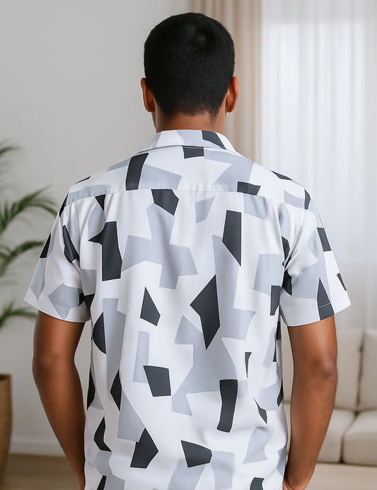 Tiles Design | Men's Half Sleeve Cotton Shirt - Stylish & Comfortable Casual Wear