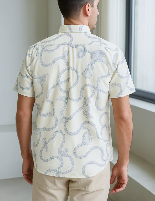 White Rope Design | Men's Half Sleeve Cotton Shirt - Stylish & Comfortable Casual Wear