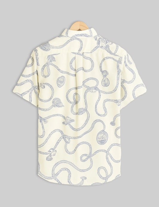White Rope Design | Men's Half Sleeve Cotton Shirt - Stylish & Comfortable Casual Wear